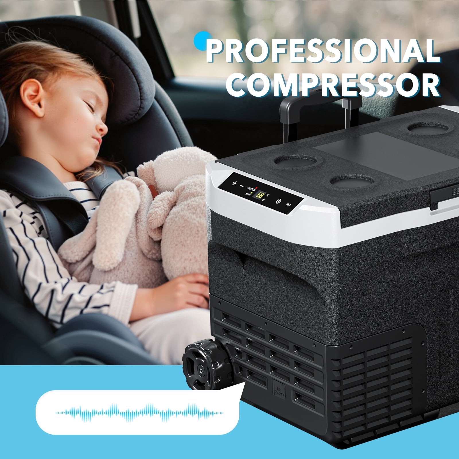 Dimedeal 12 Volt Car Refrigerator 32QT Portable Cooler -4℉-68℉, Compressor Fridge 12V/24V DC & 110-240V AC, Electric Cooler for Truck, RV, Camper, SUV, Travel, Camping & Road Trips