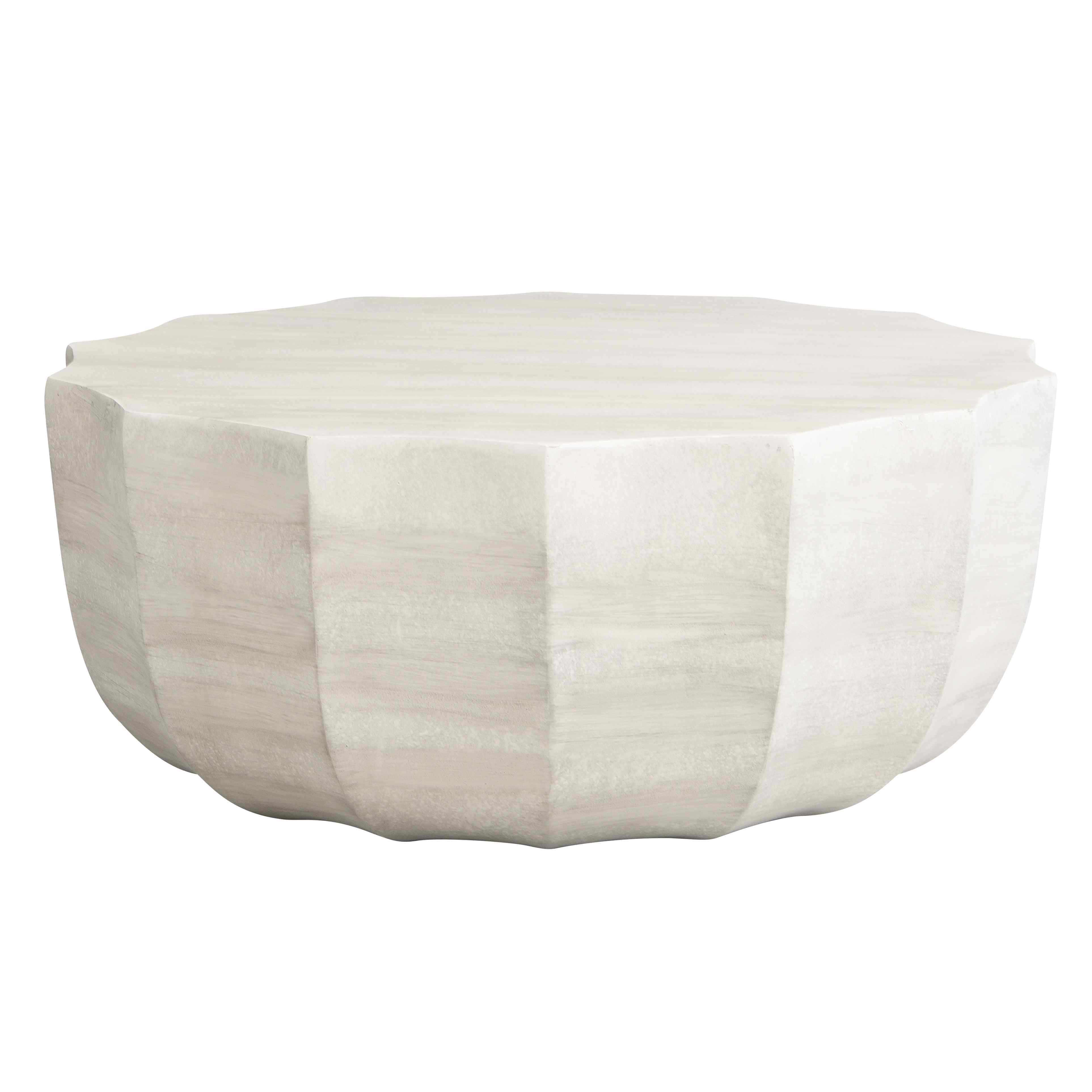 Lunale 35.43" Coffee Table for Indoor & Outdoor, Waterproof Durable MgO Cement Design, Off White