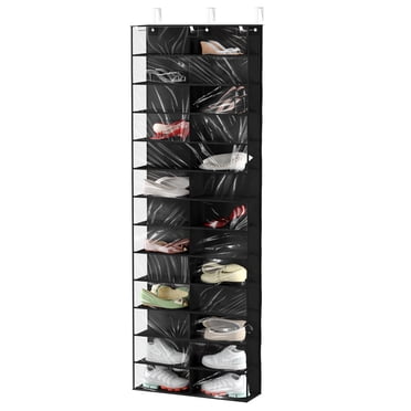 Coastal Rose Hanging Shoe Organizer - 20 Section Grey Closet Storage, 12"W×12"D×50"H