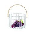 thumbnail image 2 of Storage Basket with Solid Wood Handle Wrought Iron Hollow Storage Basket Vegetable Fruit Snack Storage for Living Room Kitchen, 2 of 9