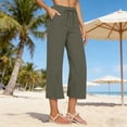 thumbnail image 3 of Linen Capri Pants for Women Casual Capri Pants Petite Pants Ankle Pants for Women Linen Bermuda Shorts Loose Capri Pants for Women Cotton Trousers Plus Size Wide Leg Capris, 3 of 3