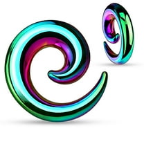 Pair Rainbow Anodized Steel Spirals plugs ear gauges tapers - Size=4g