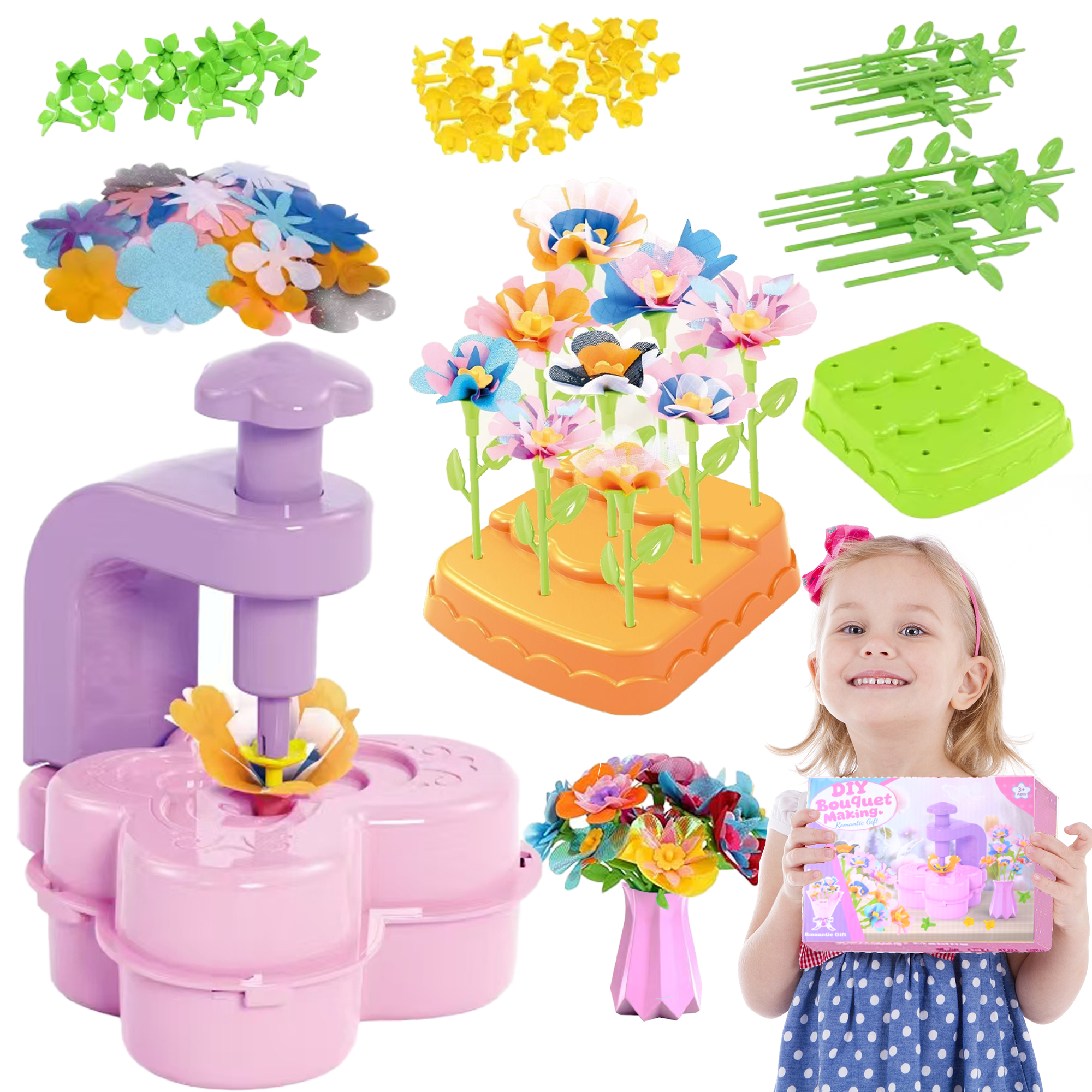 Glee Max Fabric Flower Bouquets Toys, Diy Craft Kits Toys for Kids, Educational Arts, Creative Activity, Christmas, Birthday Gift for 4+ Year Old Kids