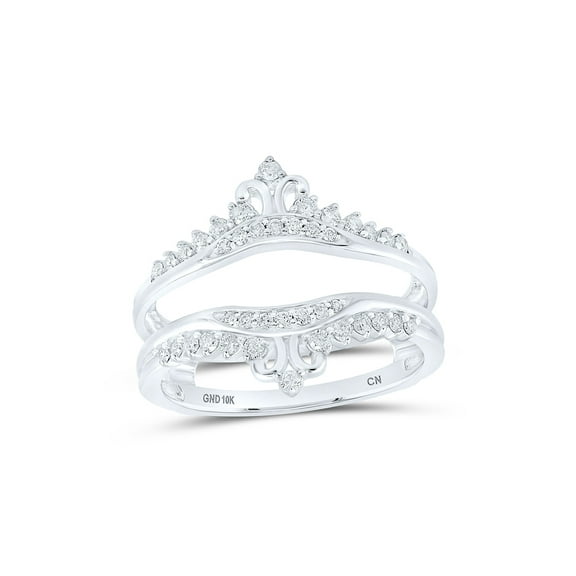10kt White Gold Womens Round Diamond Wrap Enhancer Wedding Band 1/3 Cttw
