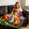 thumbnail image 4 of Bomd Dinosaur Blanket for Boys Girls, 3D Print Dinosaur Throw Blanket, Cute Smiling Dinosaurs HD Digital Print Flannel, Ultra Soft Lightweight All Season Toddler Blanket (59"x51.2"), 4 of 6
