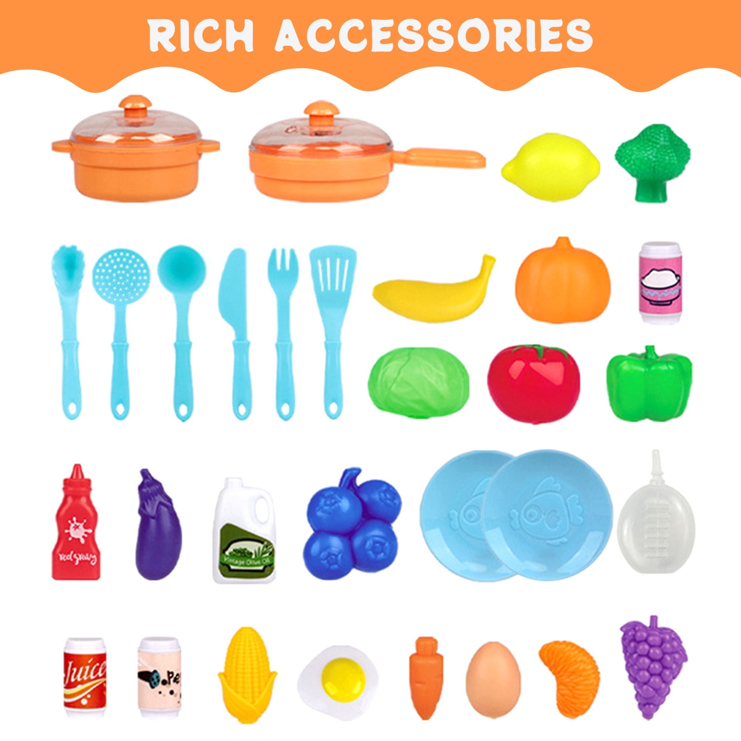 Seenda Little Kitchen Playset, Kitchen Toy Set with Realistic Sound & Light, Play Sink, Cooking Stove, Play Food and Kitchen Accessories for Toddlers Kids (Mini, Blue)