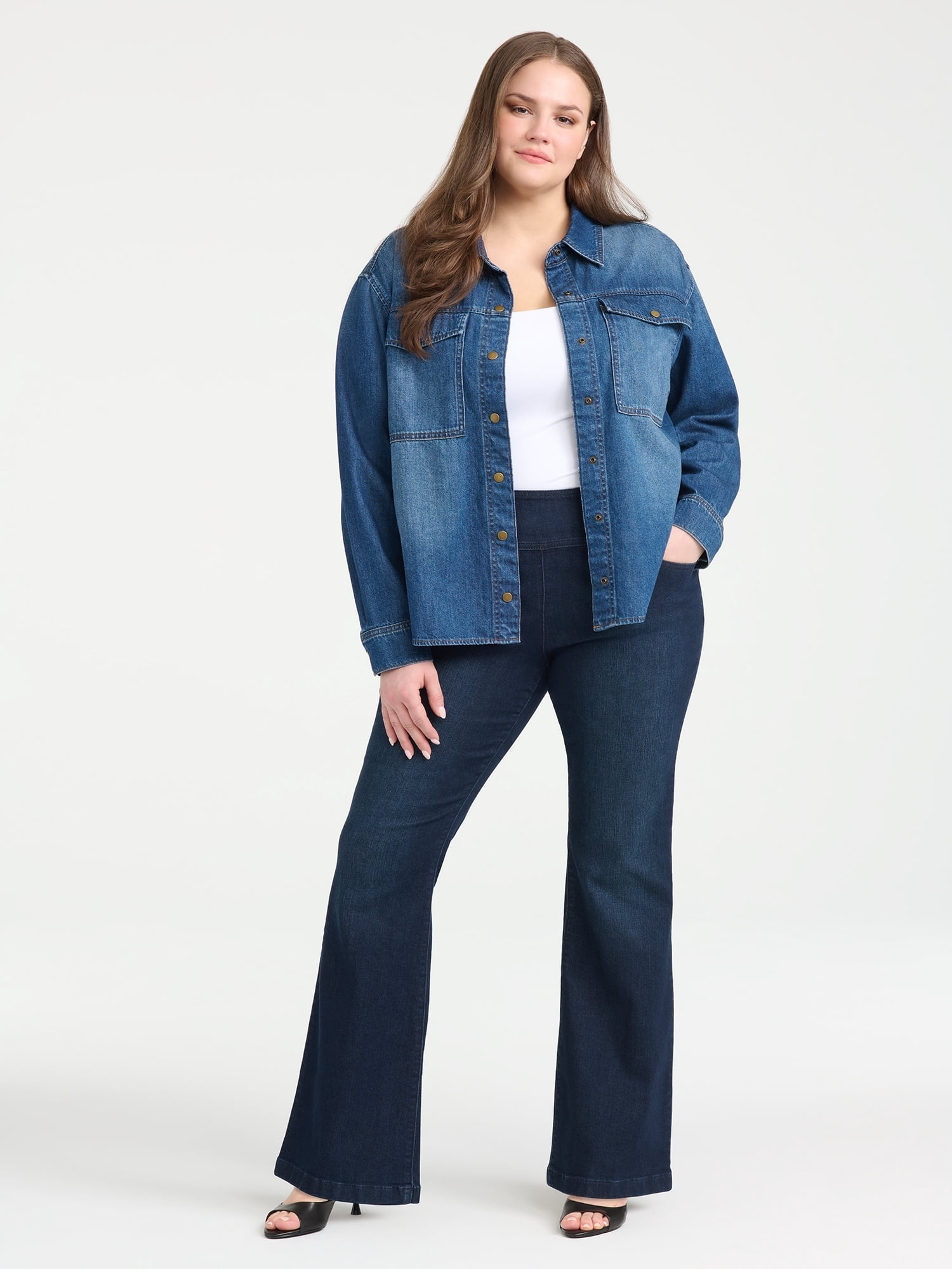Sofia Vergara Women's Plus Size Relaxed Boyfriend Shirt Sizes 1X-4X