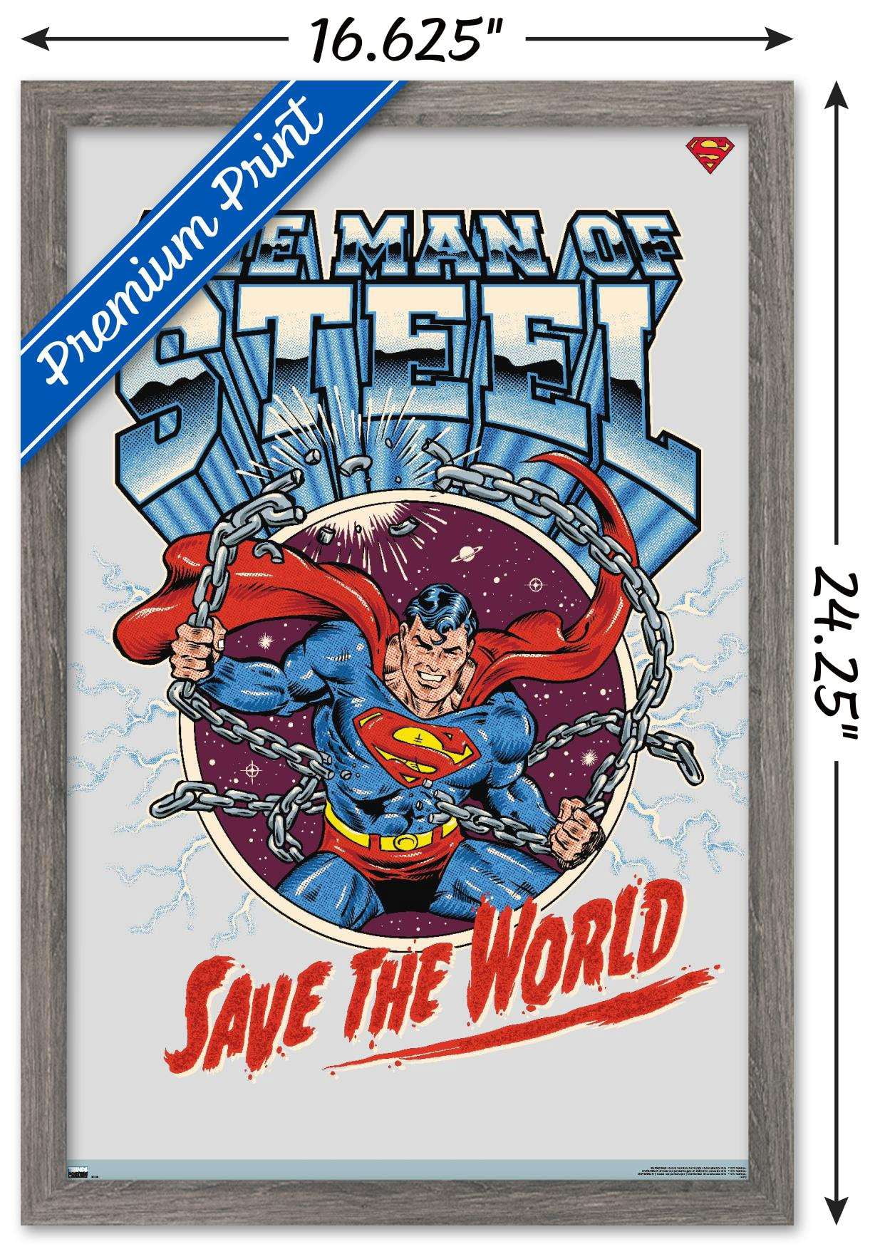 DC Comics Superman - Save the World Wall Poster, 14.725" x 22.375", Framed