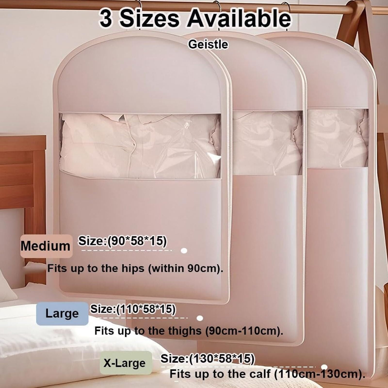 LKJYER 2025 Space Saving Hanging Garment Bag with Self Compression Zipper, Coat Storage Bag Hanging,Hanging Garment Bag With Self Compression Zipper