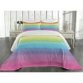 thumbnail image 2 of Ambesonne Vintage Rainbow Quilted Coverlet 3 Pcs, Retro Stripes, Queen Size, Multicolor, 2 of 4