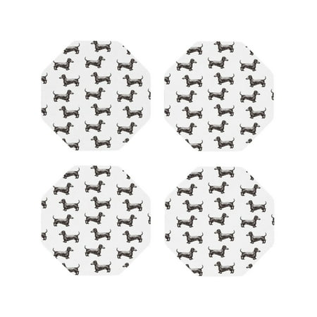 

Drink Coasters Set of 4 Dachshund Dog Puppy Retro Leather Coasters for Coffee Table Protector Heat Resistant Cute Coasters for Home Decor Housewarming Gifts Bar Kitchen 4 Inch Octagon