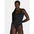 thumbnail image 3 of No Boundaries Women's Seamless Smoothing Rib Square Neck Bodysuit, Sizes XS-XXXL, 3 of 8