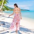 thumbnail image 7 of Women Sarong Wraps Luxury Rose Flower Swimsuit Beach Pareo Bikini Coverups Skirt M, 7 of 7