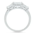 thumbnail image 2 of 4.0 ct Square Emerald Cut Genuine Cultured Diamond SI1-SI2 I-J 18K White Gold Three-Stone Promise Wedding Statement Engagement Designer Ring W/ Crystal side stones size 6.5, 2 of 6