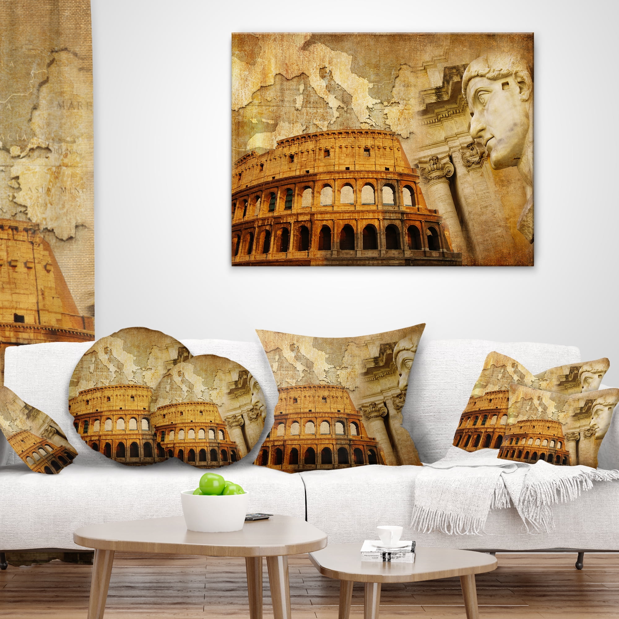 Designart Great Roman Empire - Digital Art Collage Throw Pillow - 12x20
