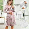 thumbnail image 6 of SCRAWLGOD Butterfly Maternity Nursing Dresses for Women Breastfeeding Dress Casual Long Sleeve Pregnancy Clothes for Women Fall Dress Soft Knee Length Dress for Women Size S, 6 of 7