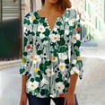 thumbnail image 2 of CYMMPU 3/4 Sleeve Button V Neck Flare Sleeve Blouses for Women Dressy Casual Floral Printed Fall Fashion Shirts Spring Tops Loose Fit Tunic Tops Pleated Dressy T-Shirts Multicolor XXL, 2 of 5