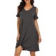 thumbnail image 5 of Vestido de mujer con cuello en V, hombro frío, nudo frontal, giro suave, elástico, informal, suelto, Abanopi Gris/Grande, 5 of 7