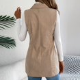 thumbnail image 5 of WTOBBY Women's Corduroy Vest Jacket, Sleeveless Lapel Button Front, Solid Color Casual Tank, Vintage Style Outerwear, Perfect for Layering in Fall and Winter,Khaki XL, 5 of 8