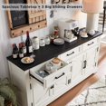 thumbnail image 6 of T4TREAM Farmhouse Sideboard Storage Cabinet with 3 Drawers & 4 Doors, 66'' Wide Buffet Cabinet for Dining Room, White, 6 of 7