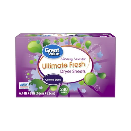 Great Value Ultimate Fresh Blooming Lavender Dryer Sheets, 240