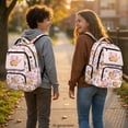 thumbnail image 3 of Psesaysky Cartoon Capybara & Axolotl Print with Heart Accents Casual Daypack with Lightweight, Large Capacity Padded Shoulder Straps 17 Inch Bookbag for Travel School, 3 of 10