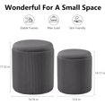 thumbnail image 2 of Round Ottoman with Storage Set of 2 Upholstered Velvet Vanity Stool for Makeup Lines Support 300lbs Ottomans Multifunctional Foot Rest Coffee Table Padded Seat for Living Room&Bedroom, 2 of 5