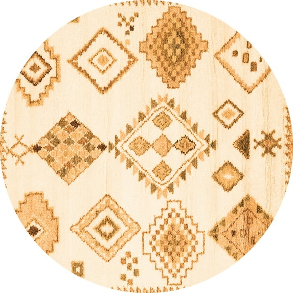 Ahgly Company Indoor Round Solid Orange Modern Area Rugs, 6' Round