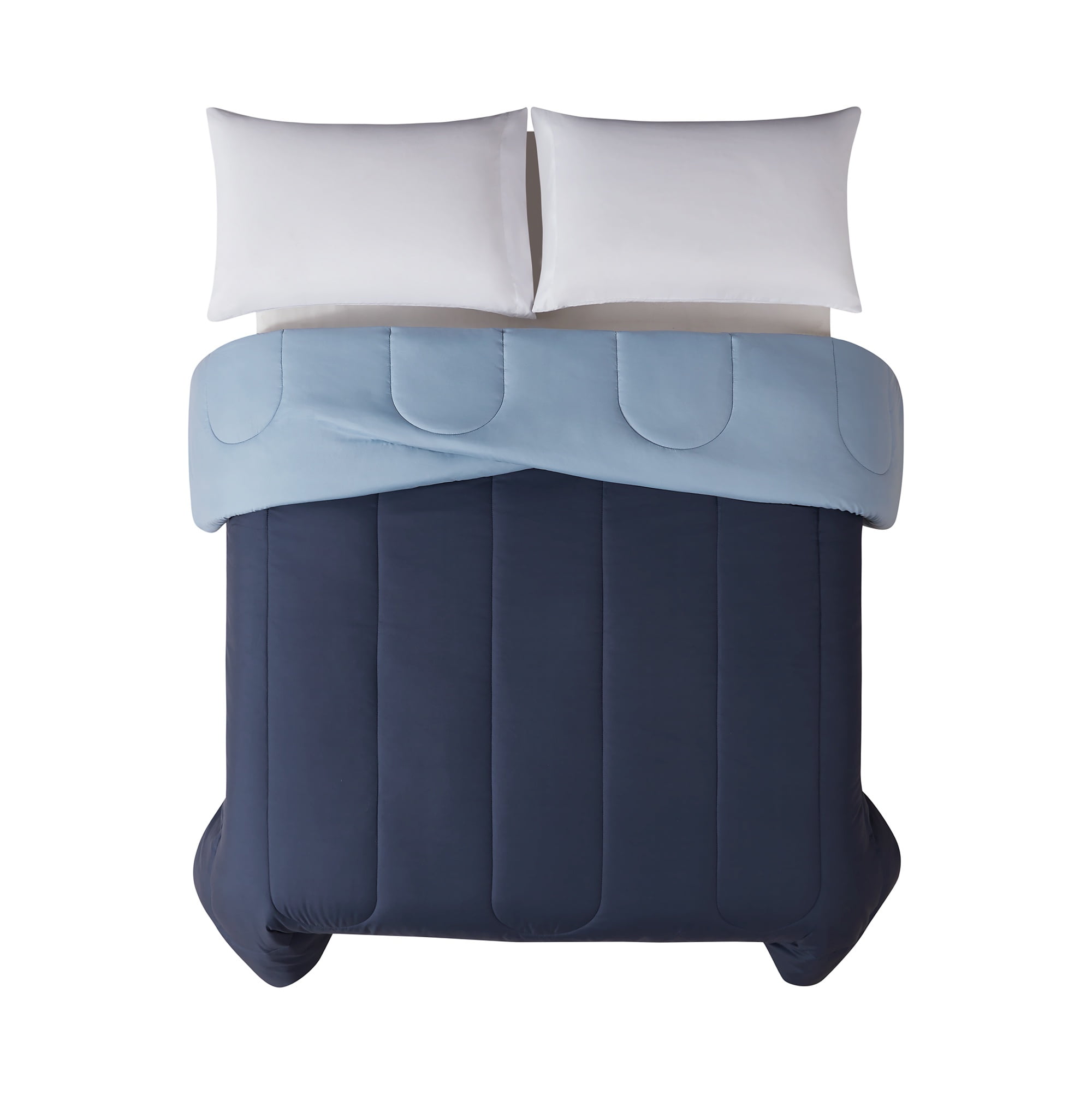 Mainstays Navy Reversible Comforter Double/Queen, MAINSTAYS PL MS NAVY COMF DBL/QN