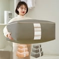 thumbnail image 1 of Bolsa Organizadora para Ropa de Gran Capacidad | Asa Reforzada, Tela Gruesa | Cesto Plegable con Cierre Resistente y Ventana Transparente | Para Edredones, Mantas, Ropa de Cama, Chaquetas | Rosa o, 1 of 7