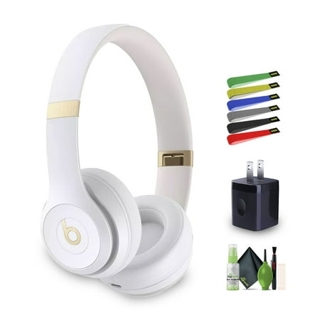Beats Solo 4 Bluetooth Wireless On-Ear Headphones - Warm White Bundle With Accessories