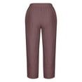 thumbnail image 5 of SELONE Summer Pants for Women Mid Waist Plus Size Lounge Pants Cropped Trouser Pants Loose Casual Beach Pants Pull on Solid Soft Straight Leg Lightweight Comfy Purple 2XL Breathable Clothes, 5 of 5