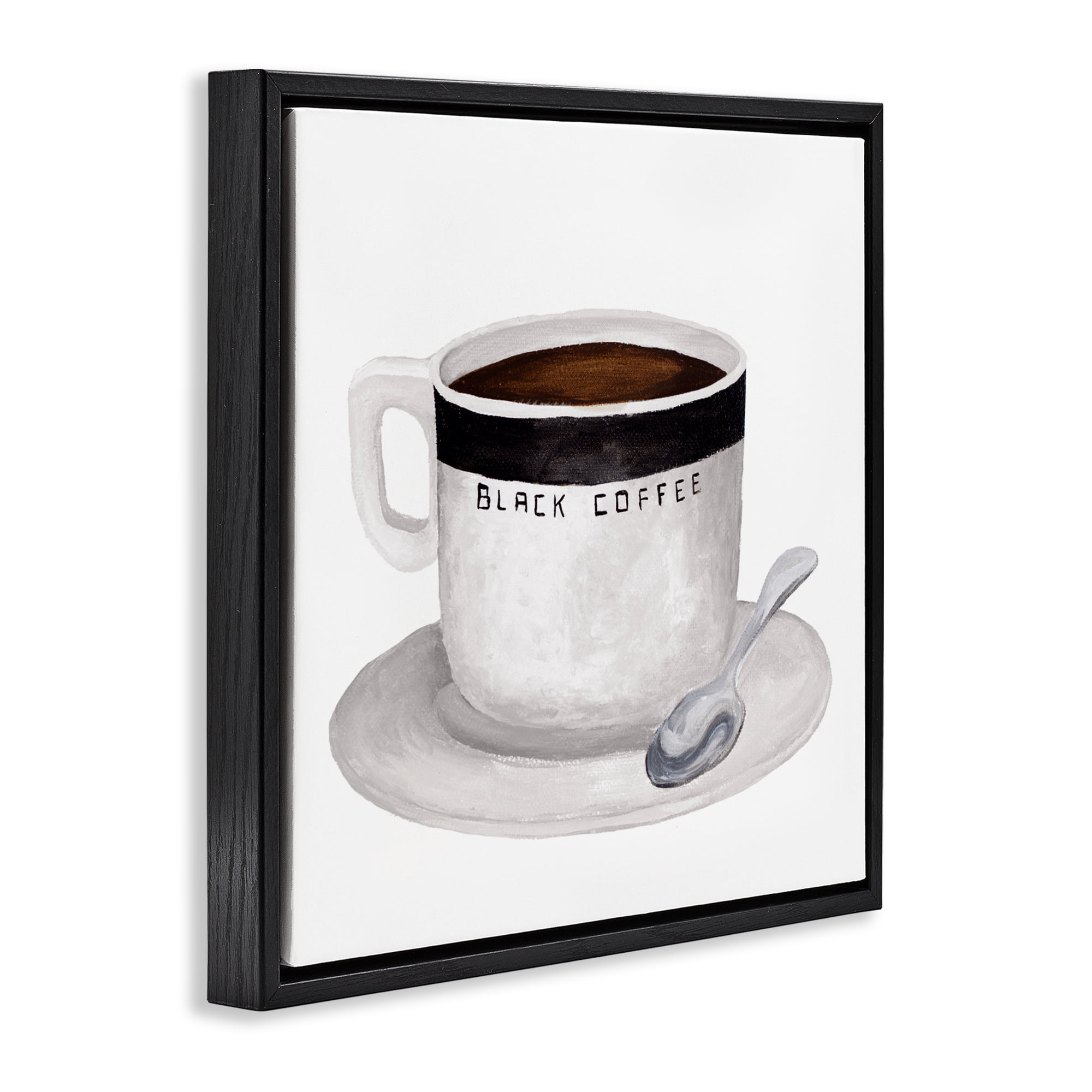 Stupell Industries Black Coffee Mug Black Framed Floater Canvas Wall Art, design by Elizabeth Medley