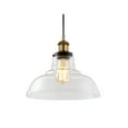 thumbnail image 3 of JONATHAN Y Litchfield 11" Farmhouse Metal/Glass LED Pendant, Brass Gold, 3 of 8