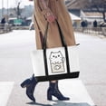 thumbnail image 4 of FORMRS Canvas Laptop Tote Bag for Women with 15.6" Computer Compartments Shoulder Handbag, Beige Chubby Cat, 4 of 7