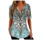 thumbnail image 2 of Fiudx Ofertas Relámpago Blusa Superior con Botones de Color Sólido y Cuello Redondo, Informal, Cómoda Ya La Moda para Mujer, 2 of 5