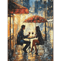 Romantic Couple Rain Night Canvas Painting/Wall Art,Suitable for Living Room,Bedroom,Dining Room,Cafe,Restaurant Decor