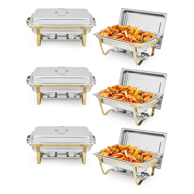 QinaQin Étagère Alimentaire Isolée en Acier Inoxydable Semi-Doré, Réchauffeur de Buffet Isolant Thermique et Durable, avec Surface Polie Miroir Résistante à la Corrosion