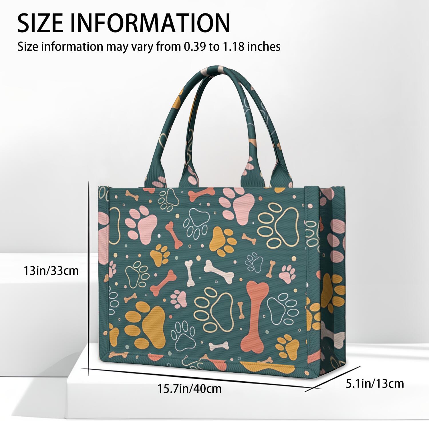 Large Capacity Tote Bag,Paw Prints and Bones Handbag Fashion Luxury Tote Bag,15.7"x13"x 5.1" Inches,Laptop Compatible
