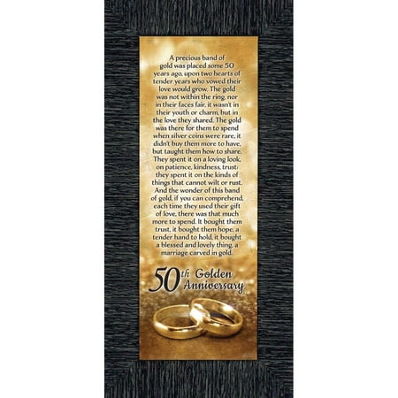 Bands of Gold, 50th Golden Wedding Anniversary Gift Picture Frame, 6x12