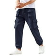 thumbnail image 5 of Kilaqueen Mens Sweatpants Drawstring Elastic Waist Multi-Pockets Cargo Pants Cuffed legs Solid Color Trendy Ahletic Trousers, 5 of 6