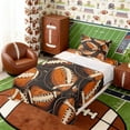thumbnail image 3 of Erosebridal Retro Football Pattern Twin Sheet Sets, Vintage Sports Bedding for Men and Boys, 3pcs, 1 Flat Sheet, 1 Fitted Sheet and 1 Pillowcase, 3 of 6