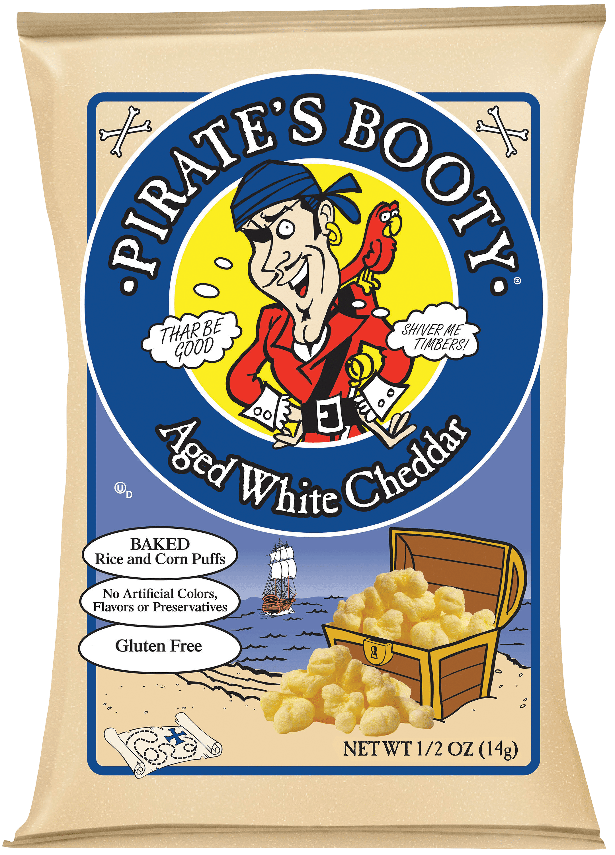 Pirate's Booty Gluten Free Aged White Cheddar Cheese Puffed Kid Snacks Multipack, 0.5 oz (24 count)