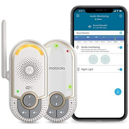 Motorola MBP164CONNECT Audio Baby Monitor - Portable WiFi Smart Intercom and Night Light for Child - 900-Foot Radio Range - 2-Way Talk Communication