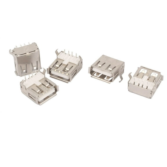 Unique Bargains 5pcs 90 Degree 4-Pin DIP Through Point PCB Mount USB A Female Jack Socket