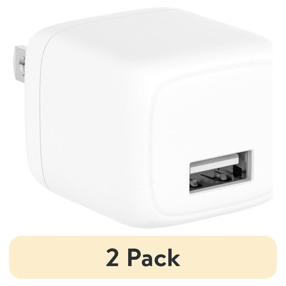 (2 pack) ONN 2.4A Wall USB Charger Universal White