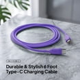 thumbnail image 2 of Powertek 6ft USB-C to USB-C Cable, Purple, Neon Silicone, Fast Charging, Durable Charging Cord with Efficient Data Transfer, 2 of 6