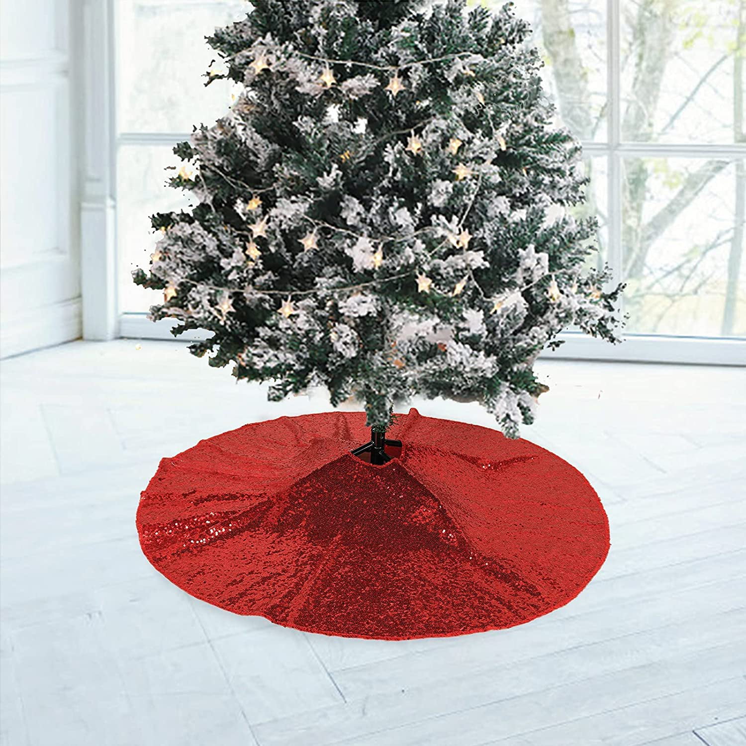 Details about   48 Inches Faux Fur Christmas Tree Skirt w/ Snowflake Pattern for Xmas Decor 