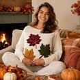 thumbnail image 2 of AuroraX Thanksgiving Maple Leaf Pillowcase Fall Pillow Covers Indoor Outdoor 18x18 Inch Farmhouse Embroidered Thanksgiving Home Decorations White, 2 of 8