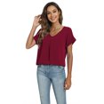 thumbnail image 6 of Uvplove Summer Blouses for Women Elegant Casual V Neck Chiffon Blouses Tops Shirts,Wine Red,M, 6 of 8